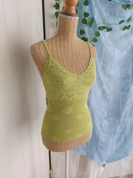 CITRUS lime green lace camisole size XS/S