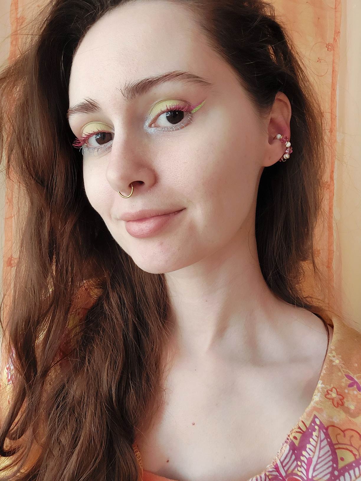 HIBISCUS pink and ivory earcuff