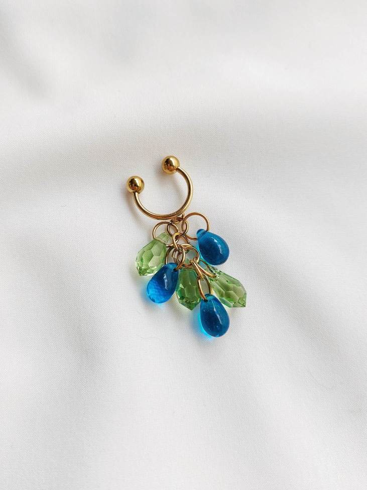 ISLAND blue green drop earcuff