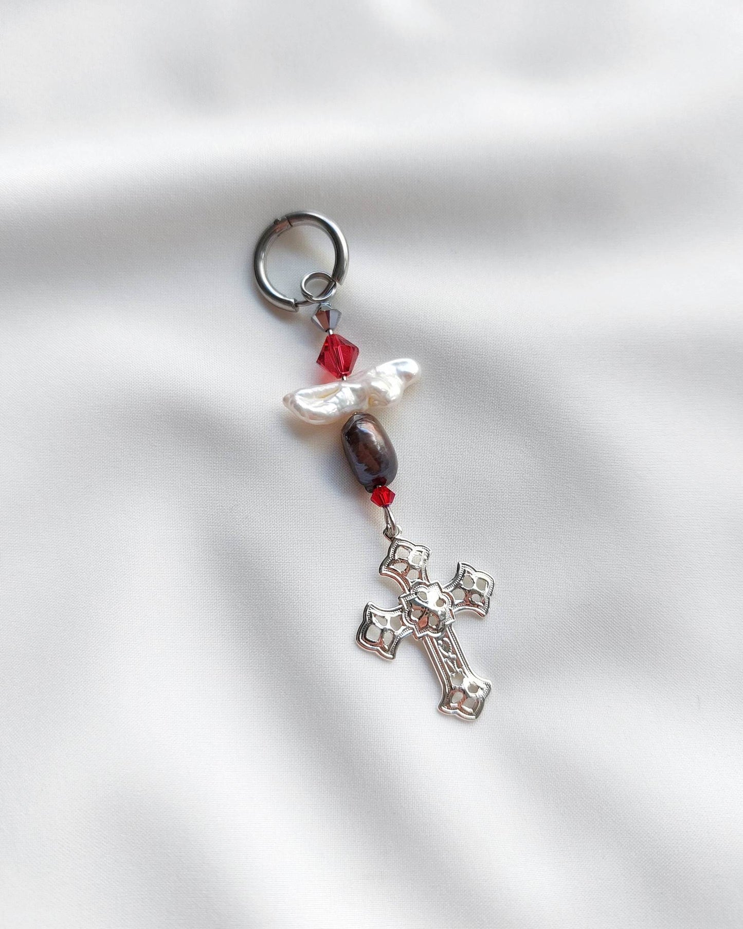 MAYHEM Silver Single Hoop Earring with Cross Charm