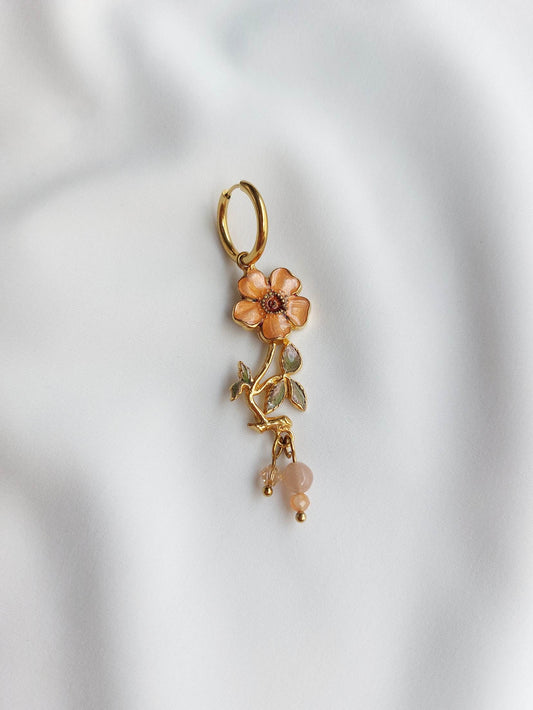 FLEUR D'OR monoboucle fleur orange émail