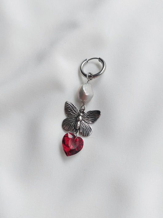 INCARNATION monoboucle papillon cœur rouge
