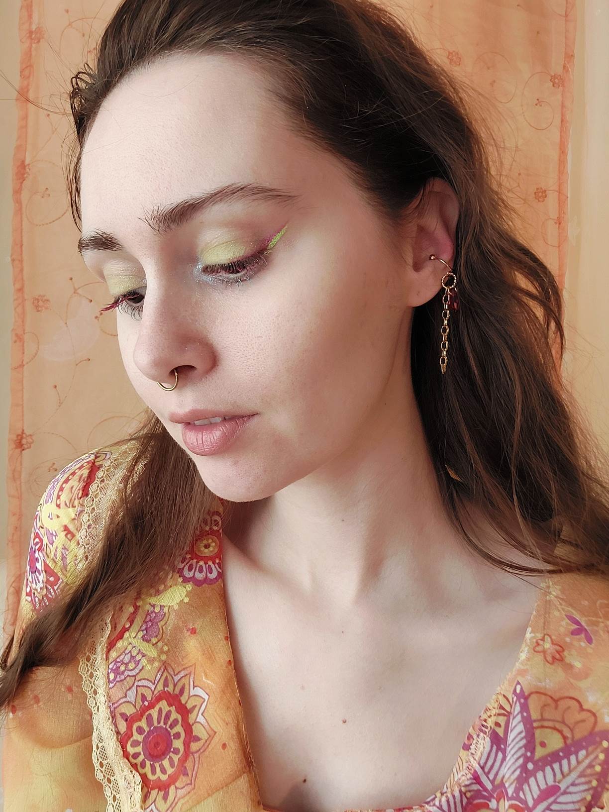 PIRATE gold and red earcuff