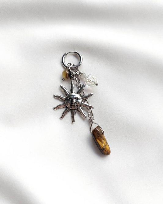 REINCARNATION single loop silver and brown sun