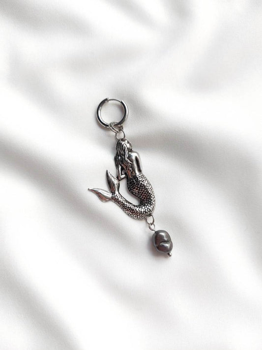 DARK SILVER mermaid single hoop RELIC