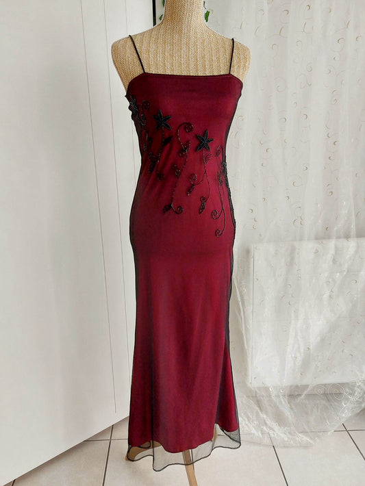 DIVA red and black tube dress with embroidered beads Size 36