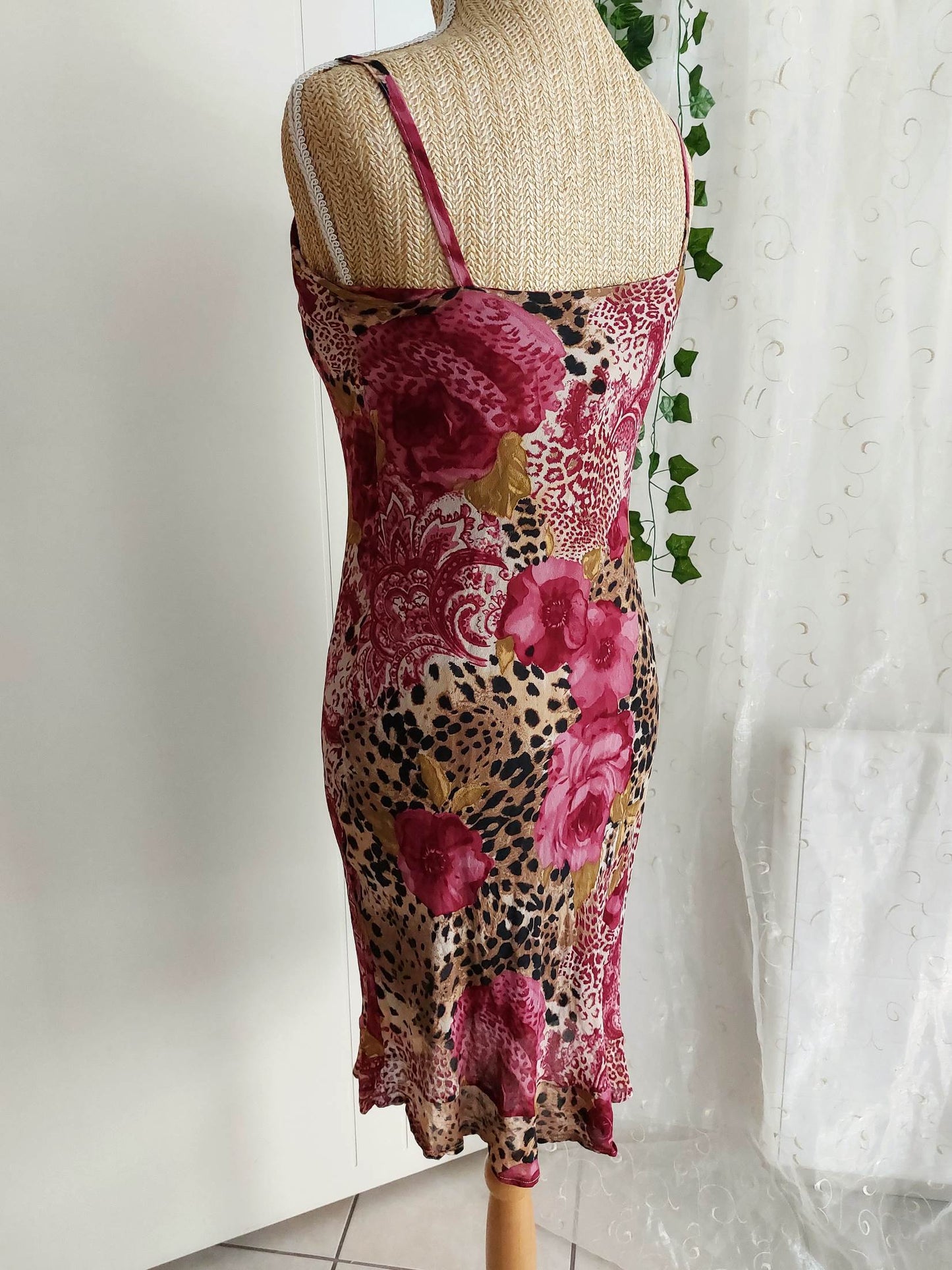 MONICA chic floral and leopard print dress size 36