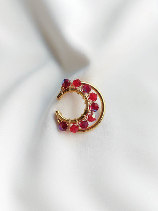 SCARLET earcuff doré cristaux rouges