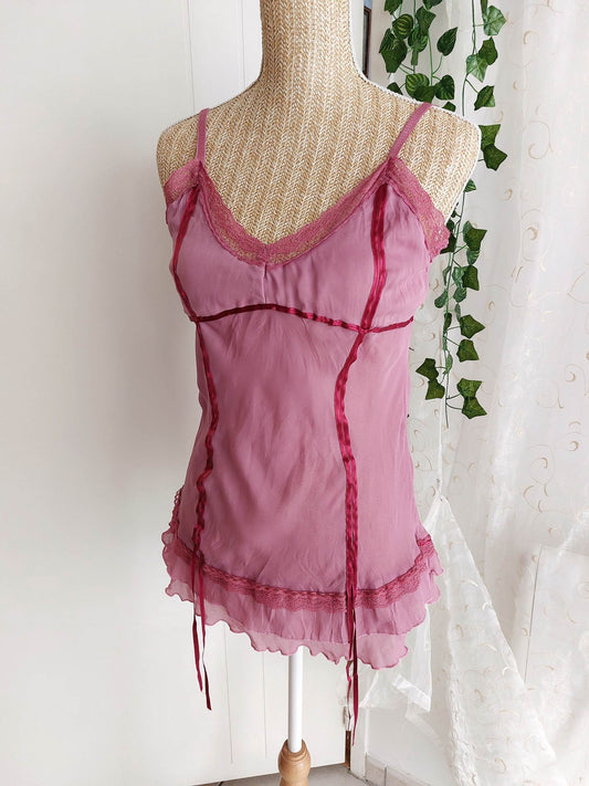 PEONY Petal pink camisole with lace Size 38