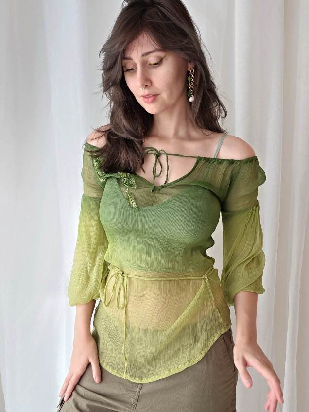 NOLWENN tunique Miss sixty verte avec broderies T.36