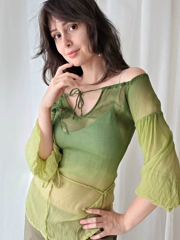 NOLWENN tunique Miss sixty verte avec broderies T.36
