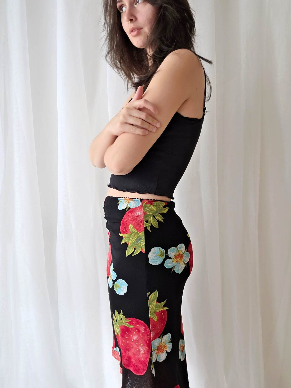 SAFRAN Red camisole with patterns and embroidery Size 36/38