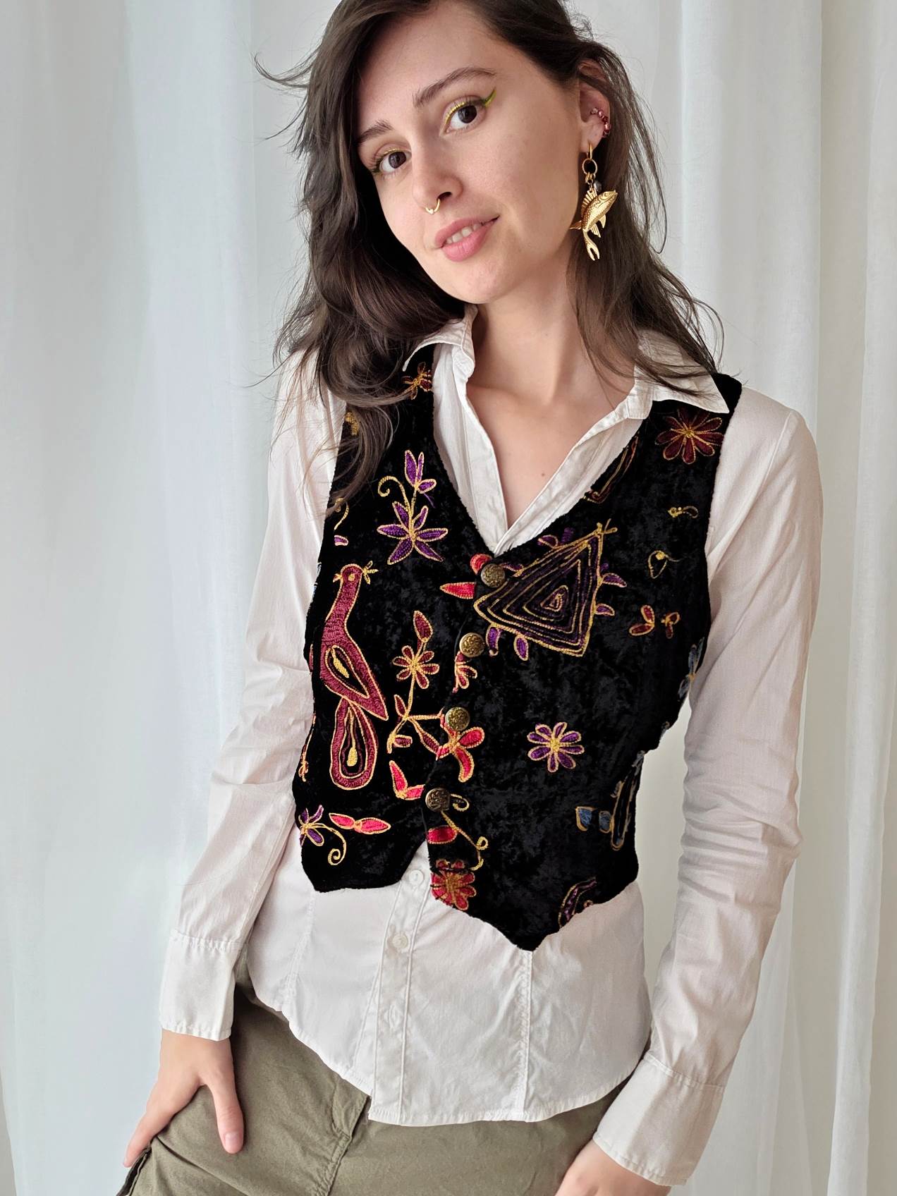 SAFRAN Red camisole with patterns and embroidery Size 36/38