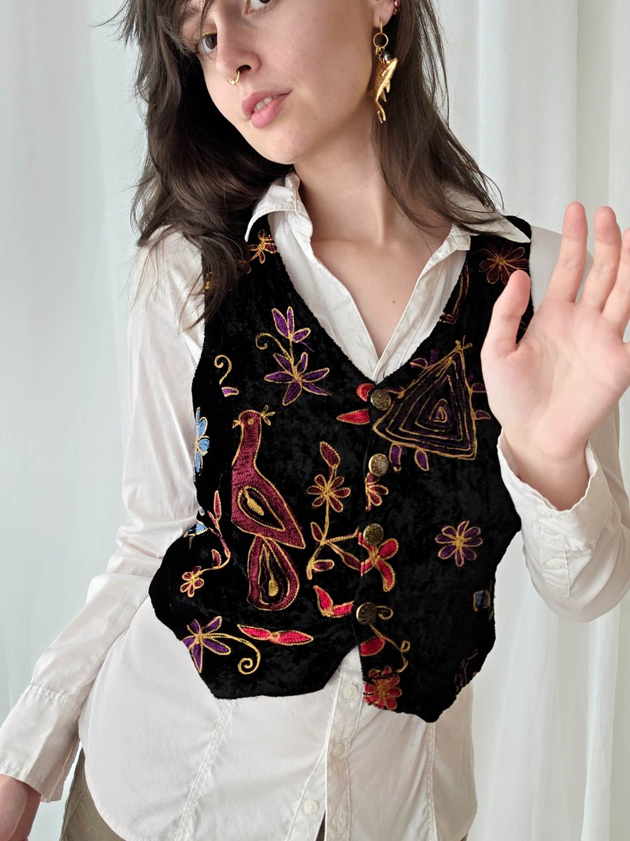 SAFRAN Red camisole with patterns and embroidery Size 36/38