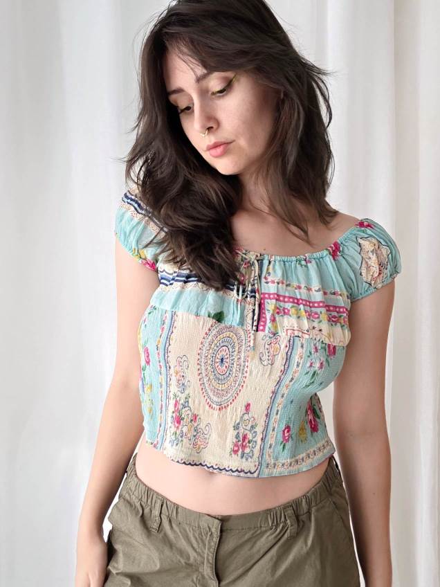 SAFRAN Red camisole with patterns and embroidery Size 36/38