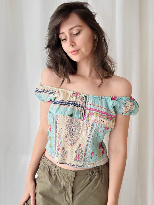 SAFRAN Red camisole with patterns and embroidery Size 36/38