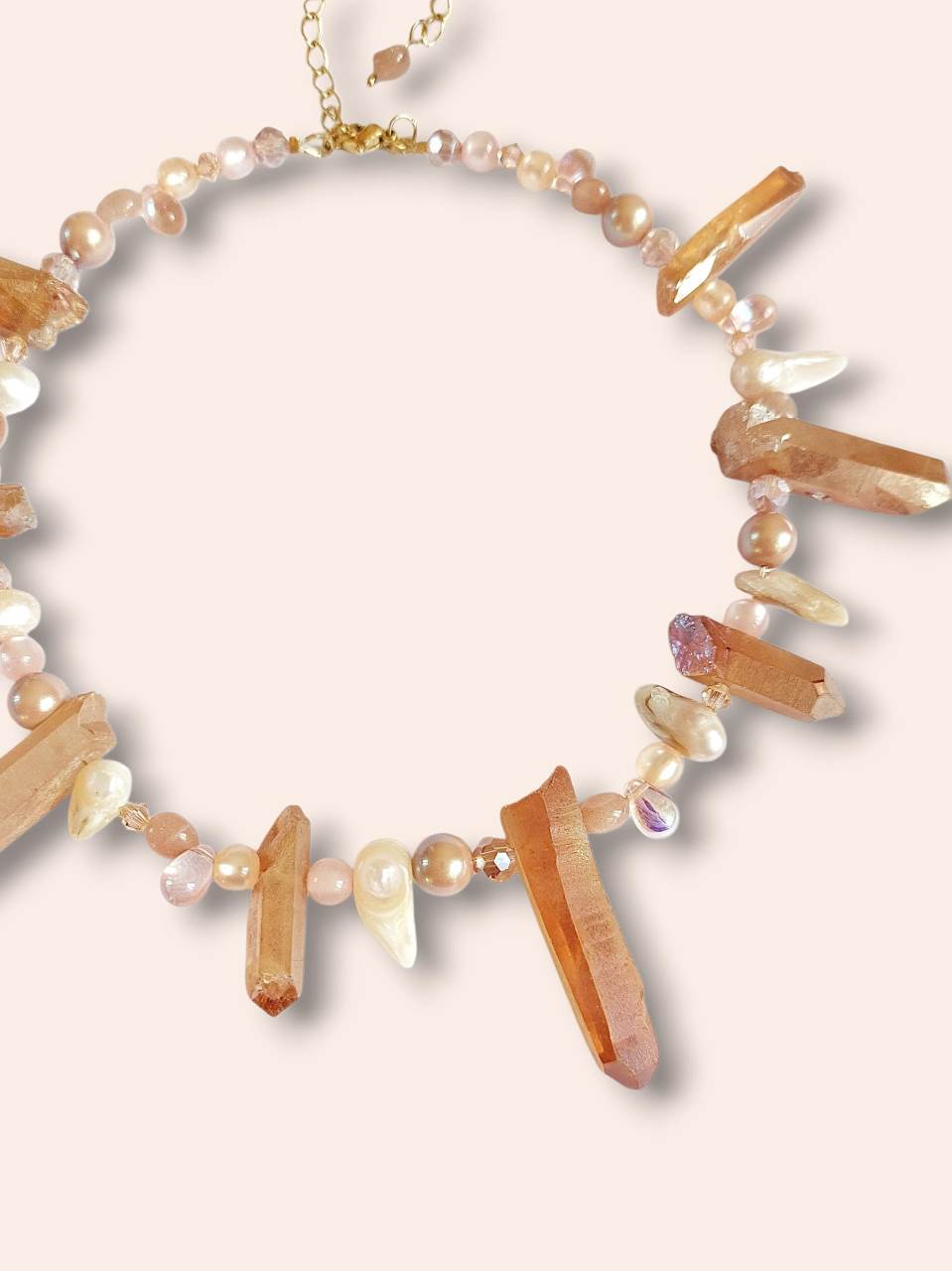 ECHO rock crystal peach necklace