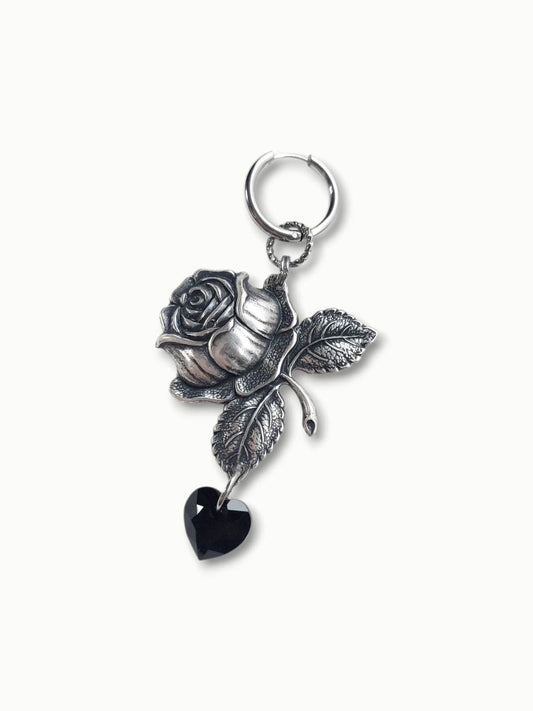 ROSELINA Pink and silver heart stud earring