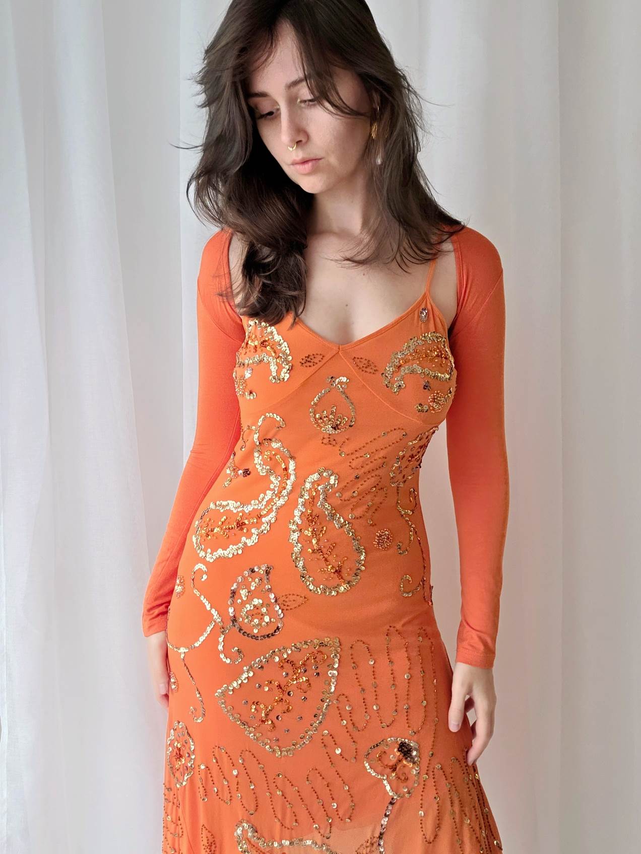 SAFRAN Red camisole with patterns and embroidery Size 36/38