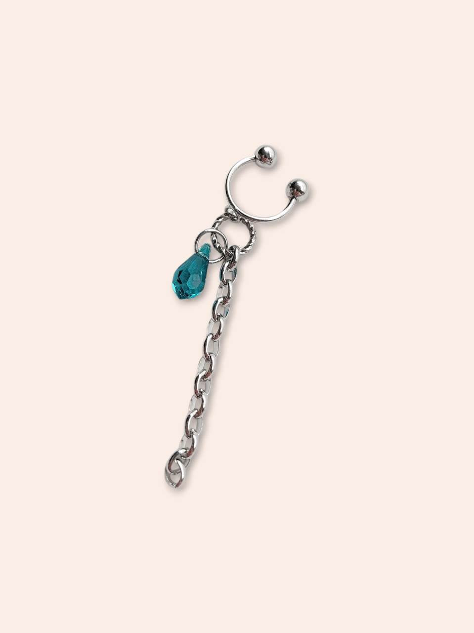 ABYSSES silver ear cuff with drop
