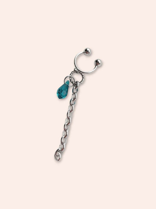ABYSSES silver ear cuff with drop