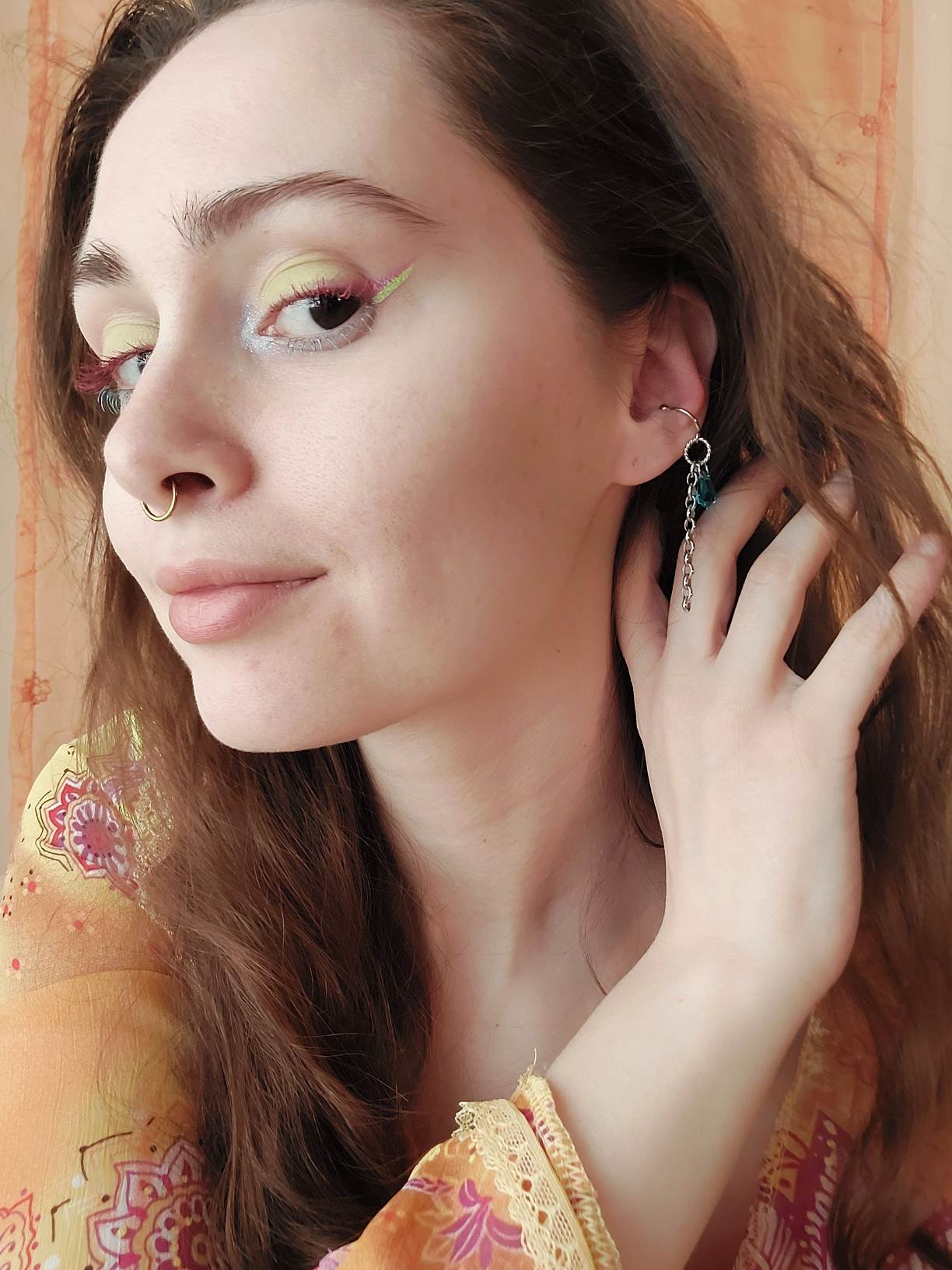 ABYSSES silver ear cuff with drop