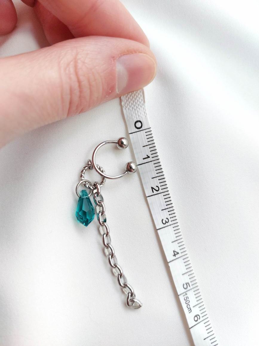 ABYSSES silver ear cuff with drop