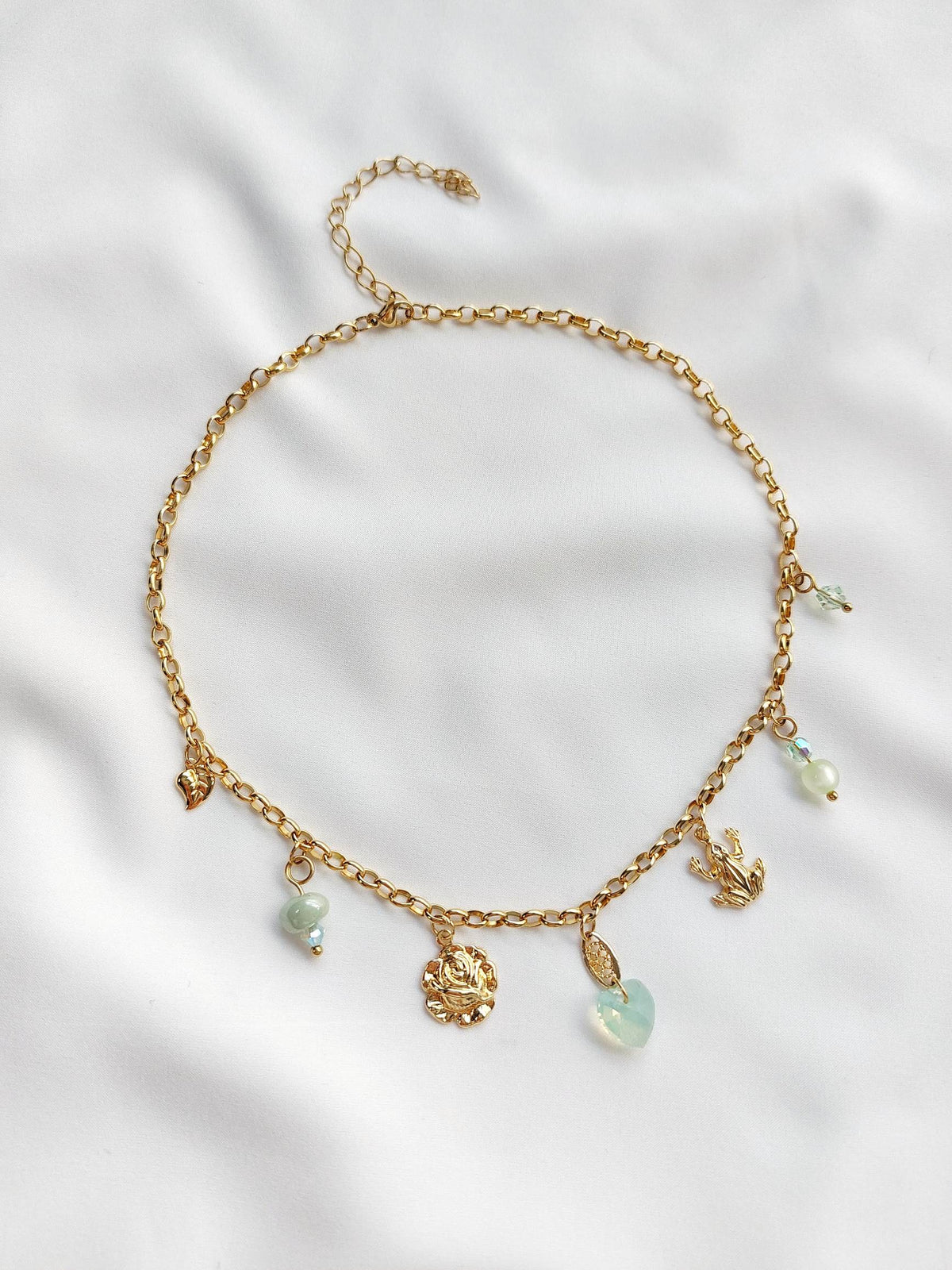 ALLIÉ collier doré et vert d'eau