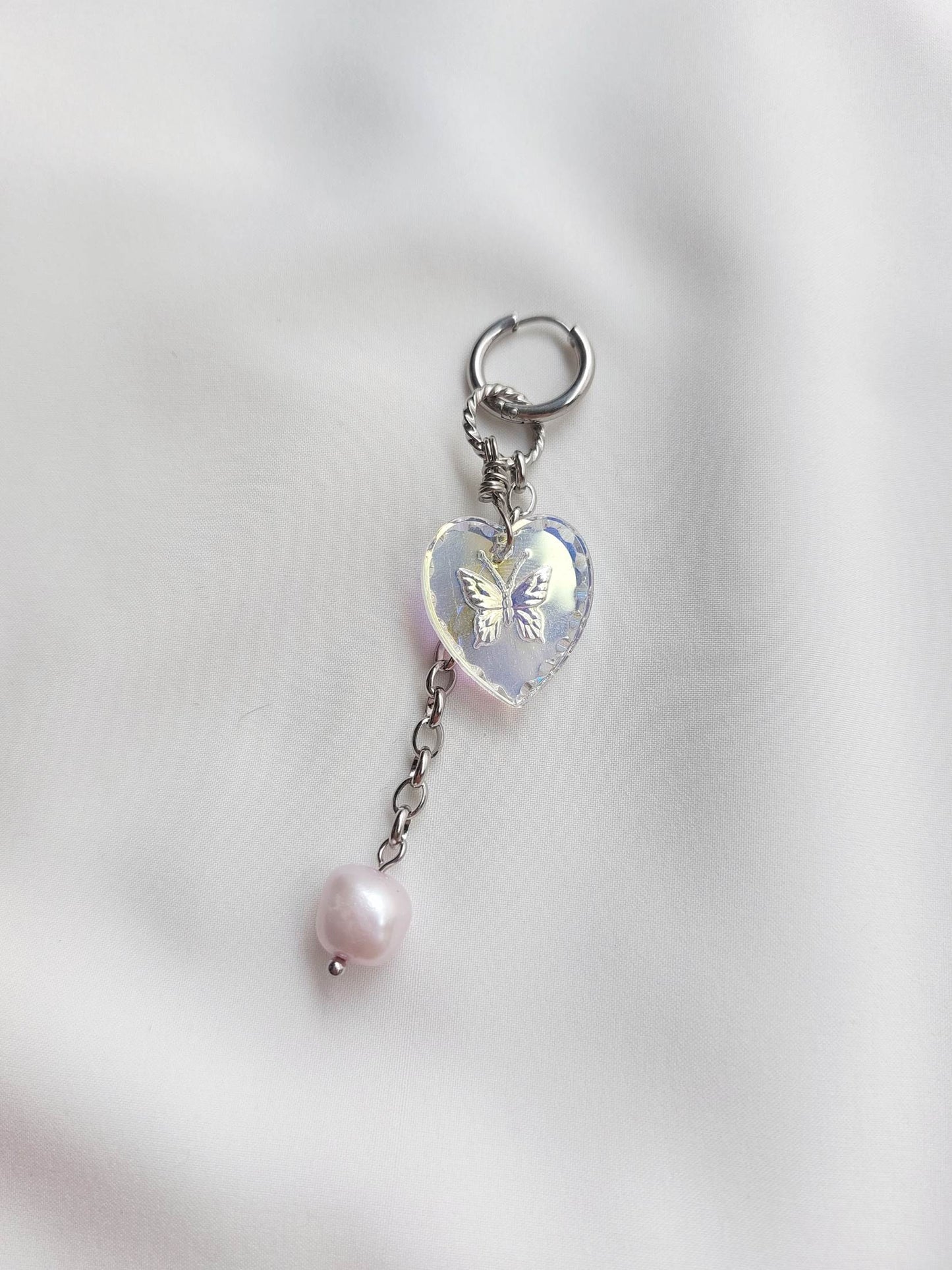 MAYHEM Silver Single Hoop Earring with Cross Charm
