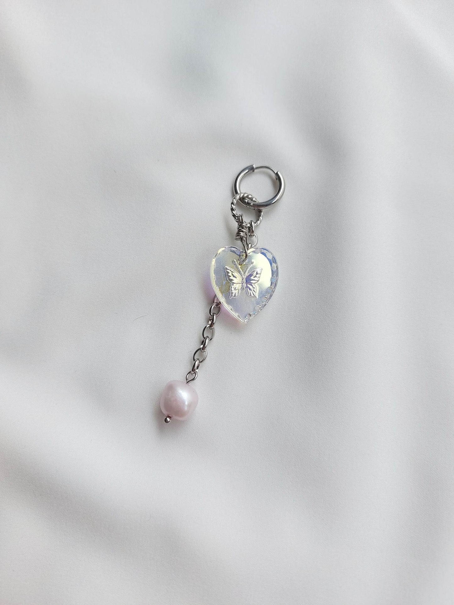 MAYHEM Silver Single Hoop Earring with Cross Charm