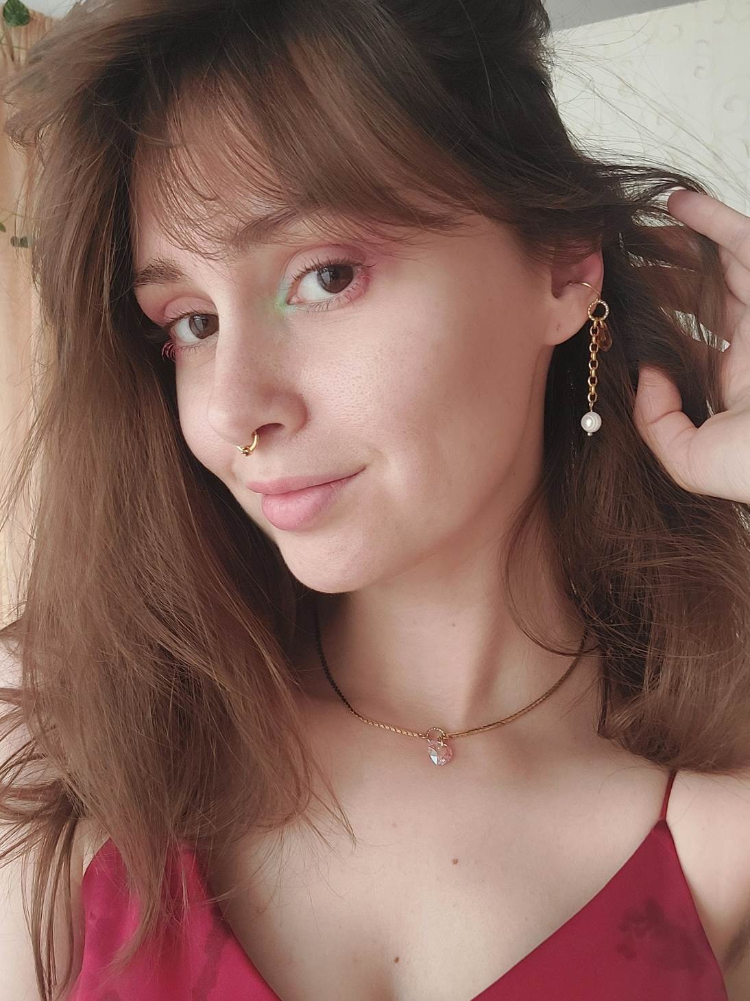PIRATE gold and red earcuff