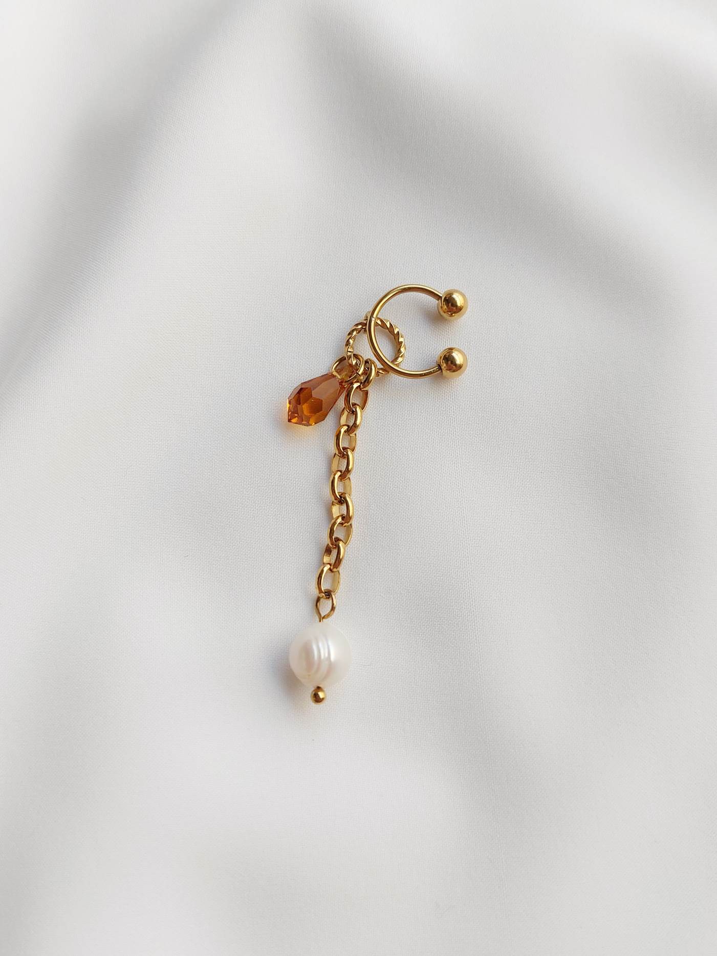 PIRATE gold and red earcuff