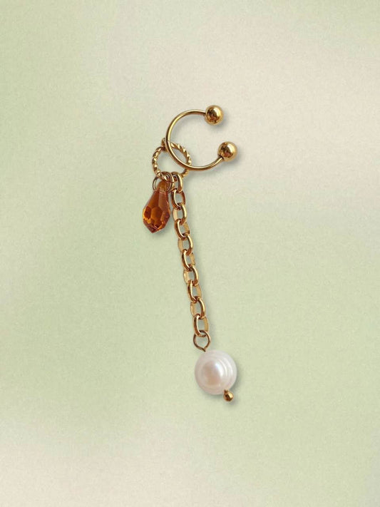 DUNE earcuff orange perle d'eau douce