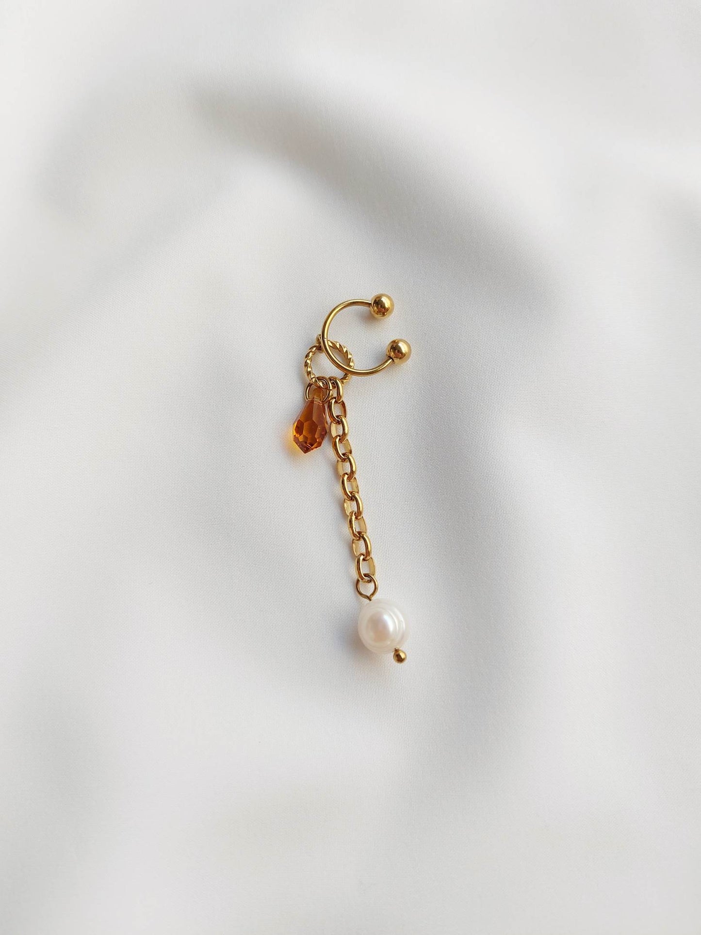 PIRATE gold and red earcuff