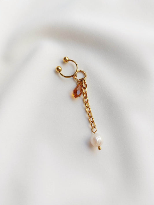 DUNE earcuff orange perle d'eau douce