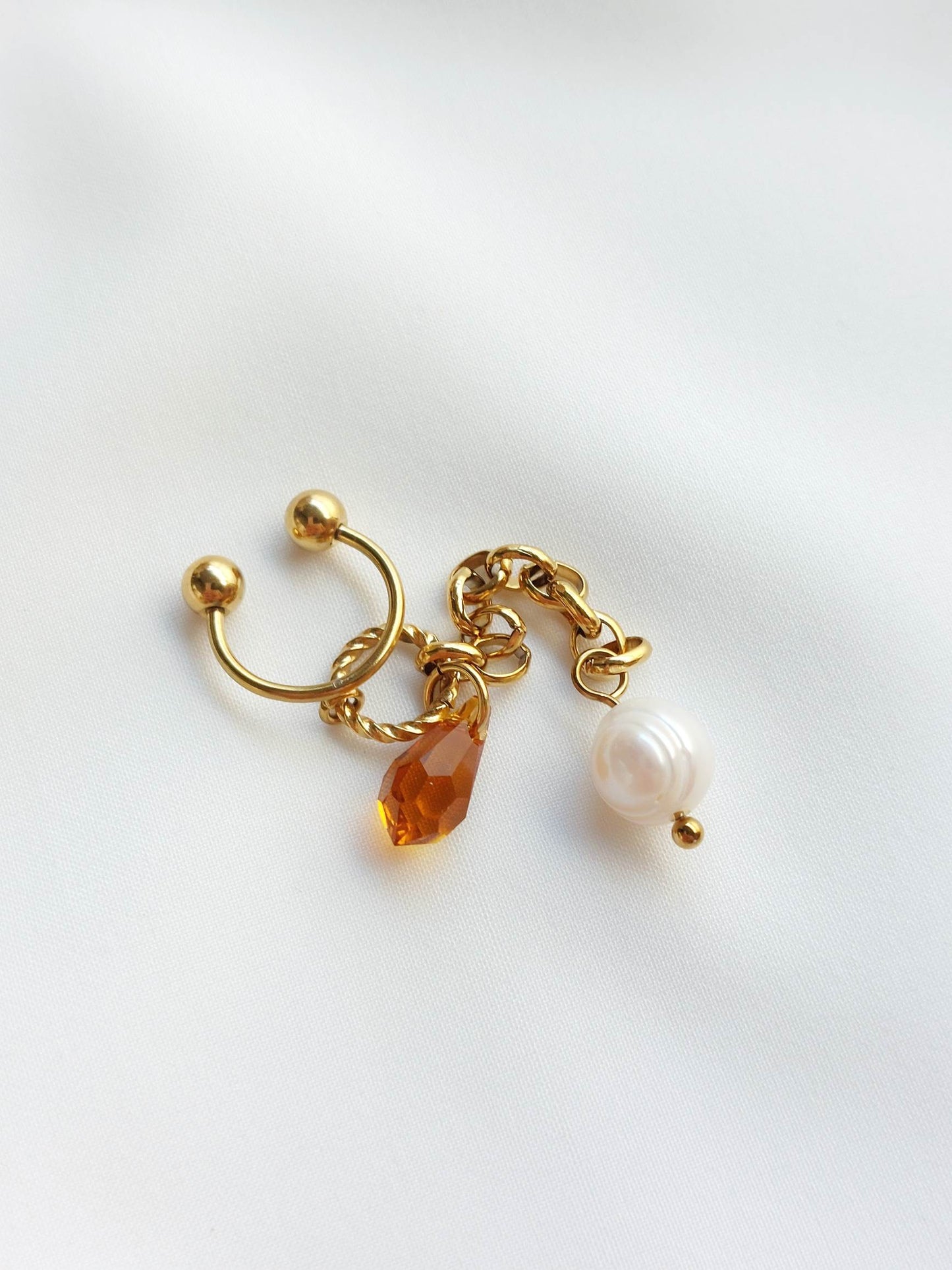 PIRATE gold and red earcuff