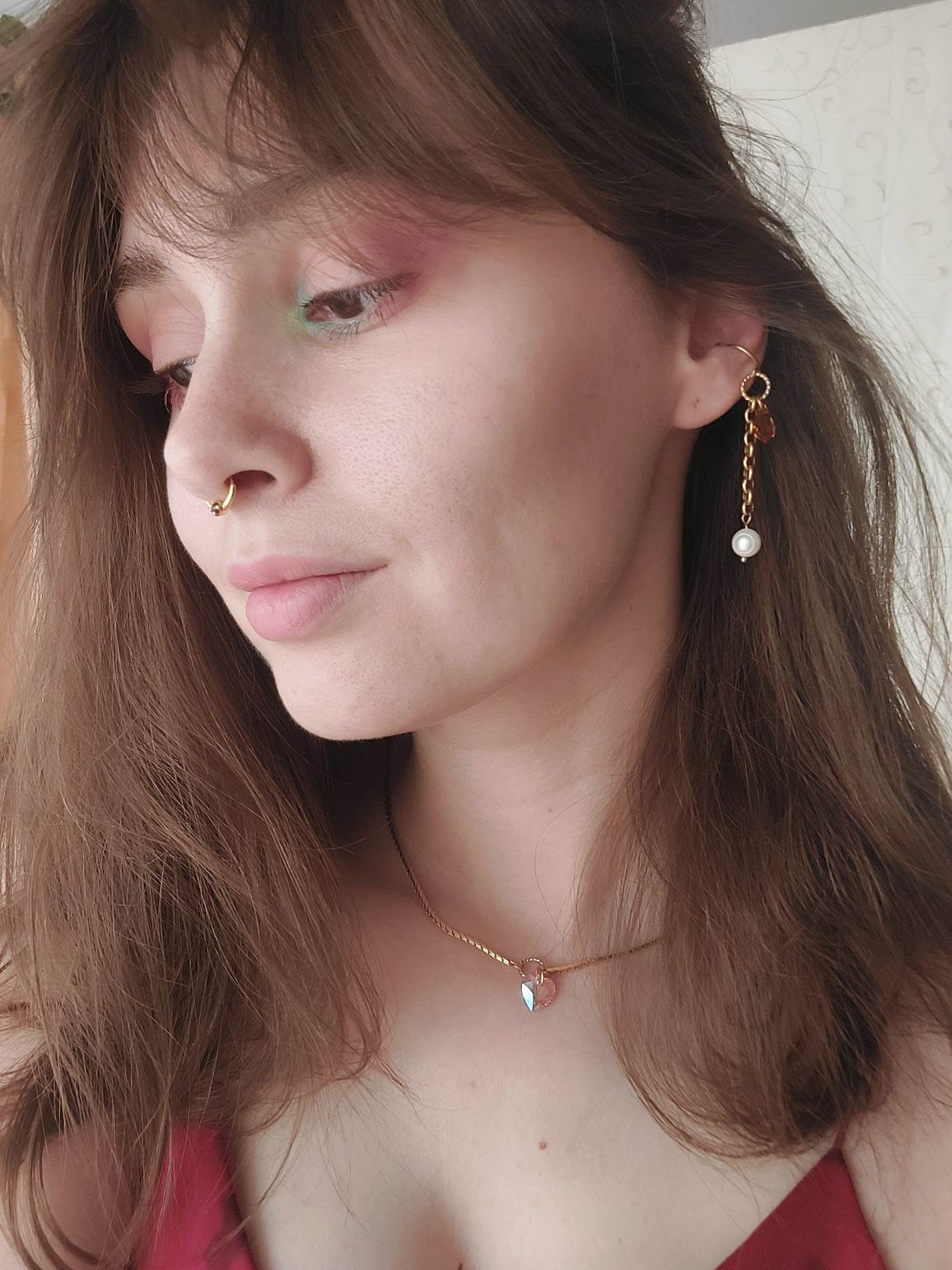 PIRATE gold and red earcuff