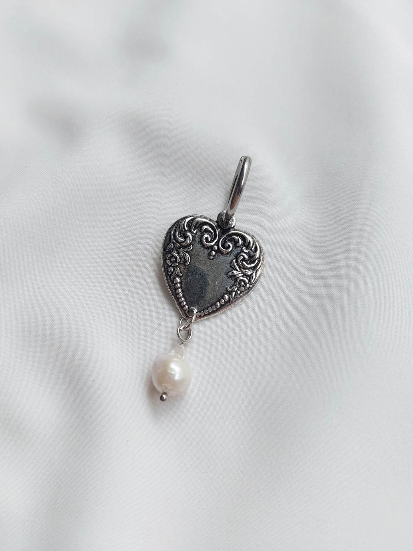 MAYHEM Silver Single Hoop Earring with Cross Charm