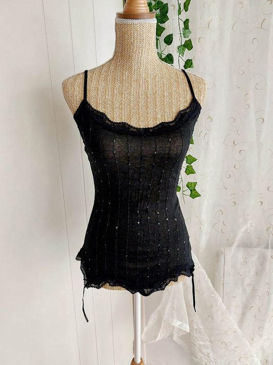 MIDNIGHT black lingerie-style camisole size S