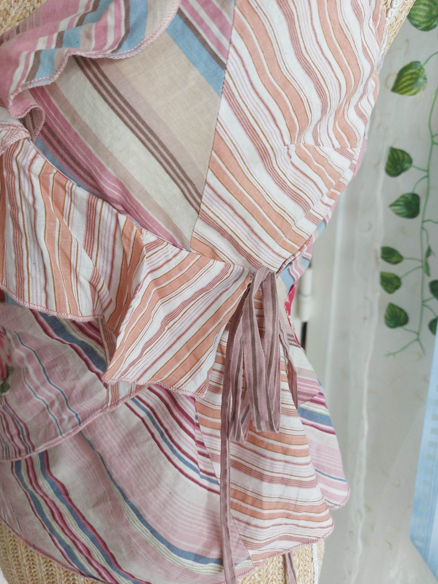 DAHLIA Lightweight Striped and Floral Tank Top, Size 36