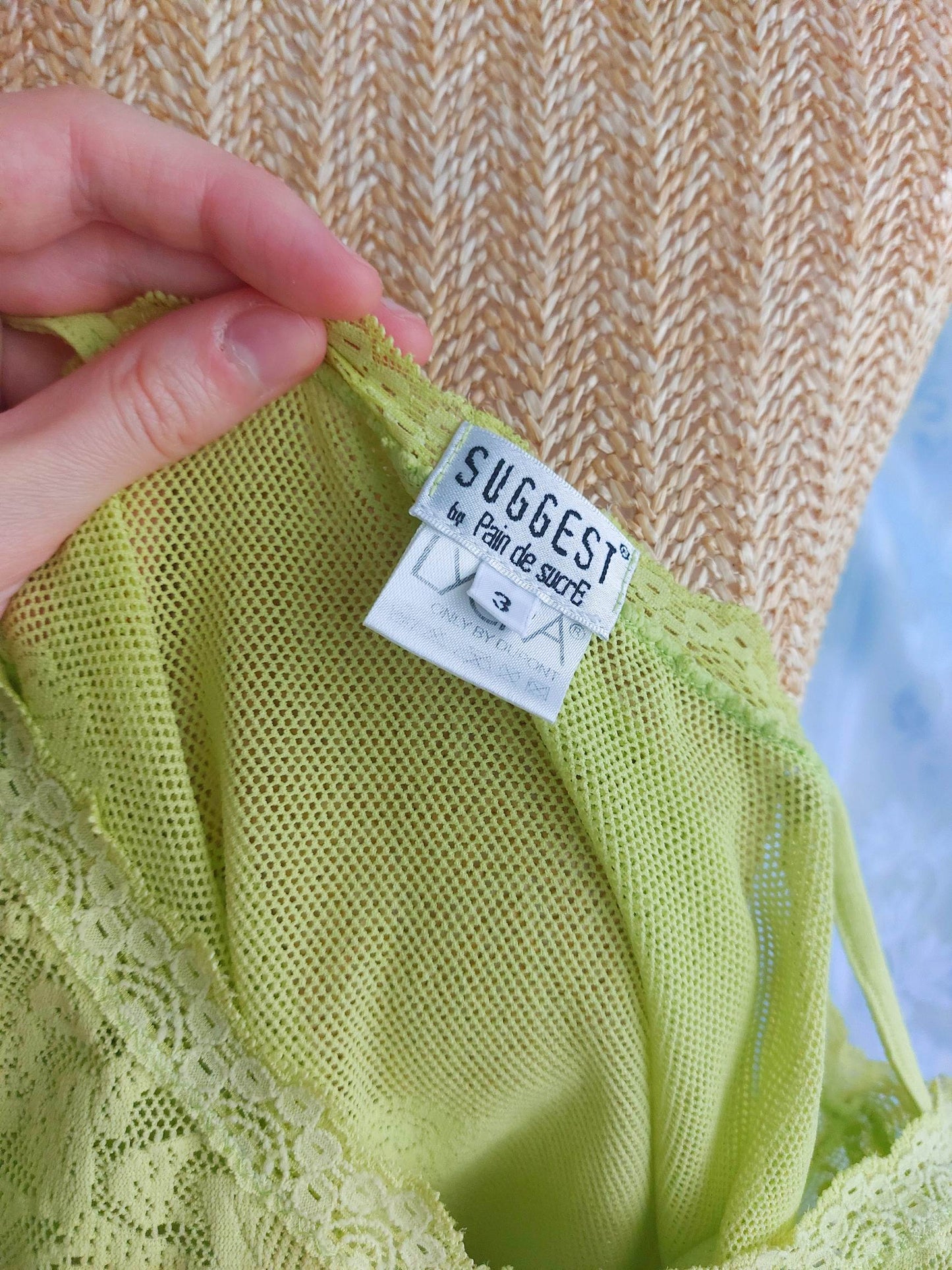 CITRUS lime green lace camisole size XS/S