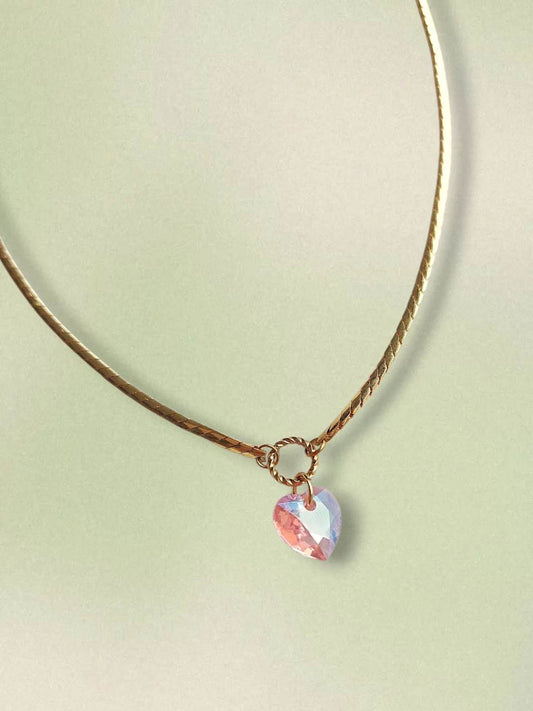 PRINCESS collier cœur cristal rose