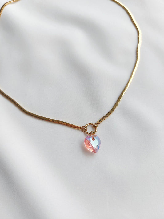PRINCESS collier cœur cristal rose
