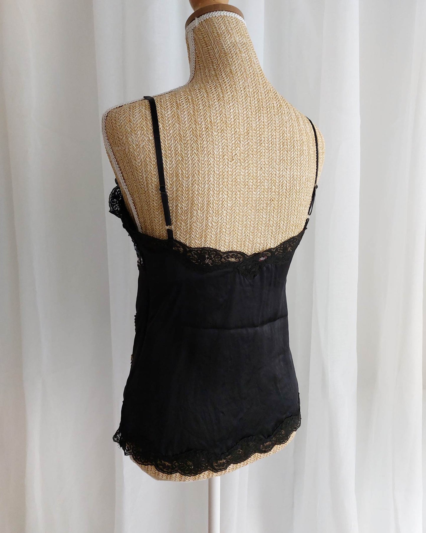 COLOMBE caraco noir en soie brodé T.36/38