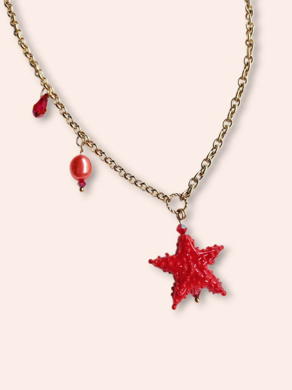 CORALIA red starfish necklace