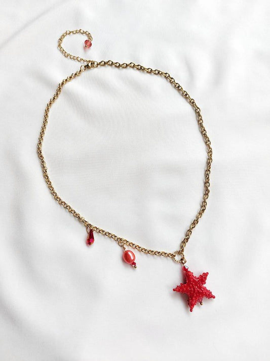 CORALIA red starfish necklace