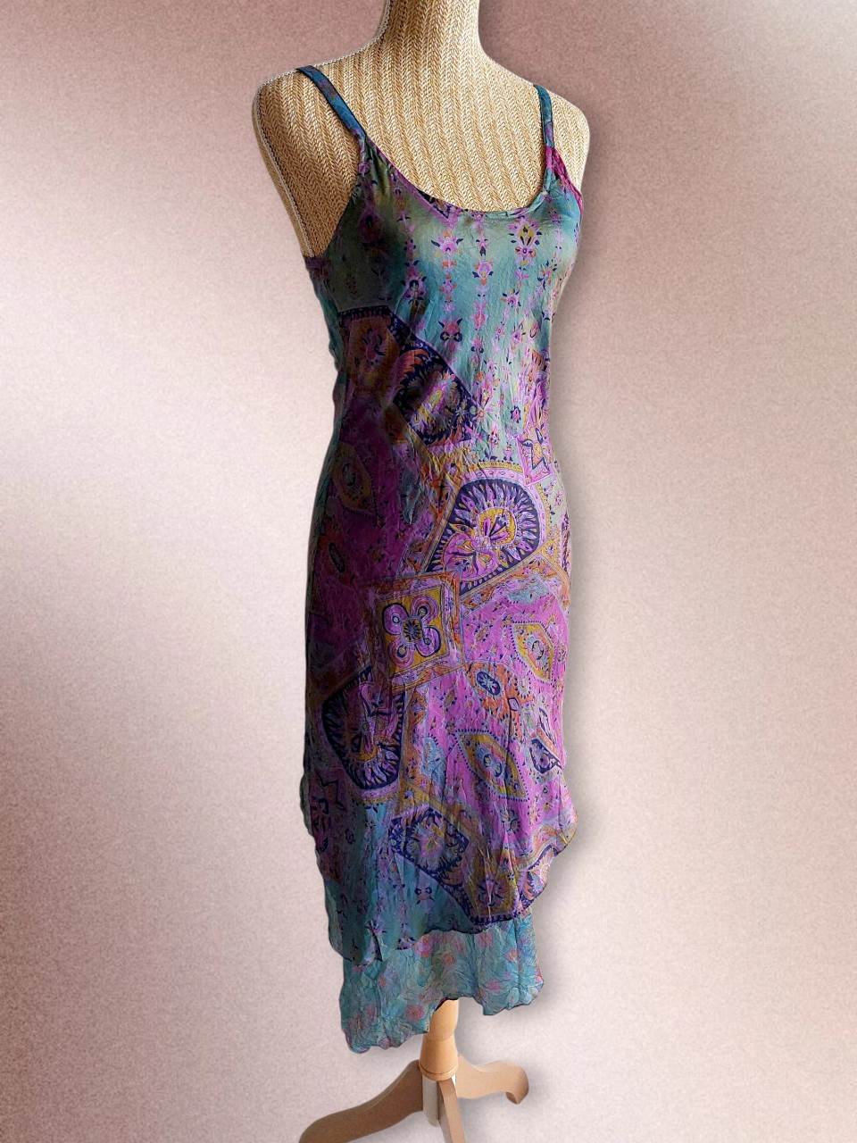 CORDELIA robe longue violette en soie T.38