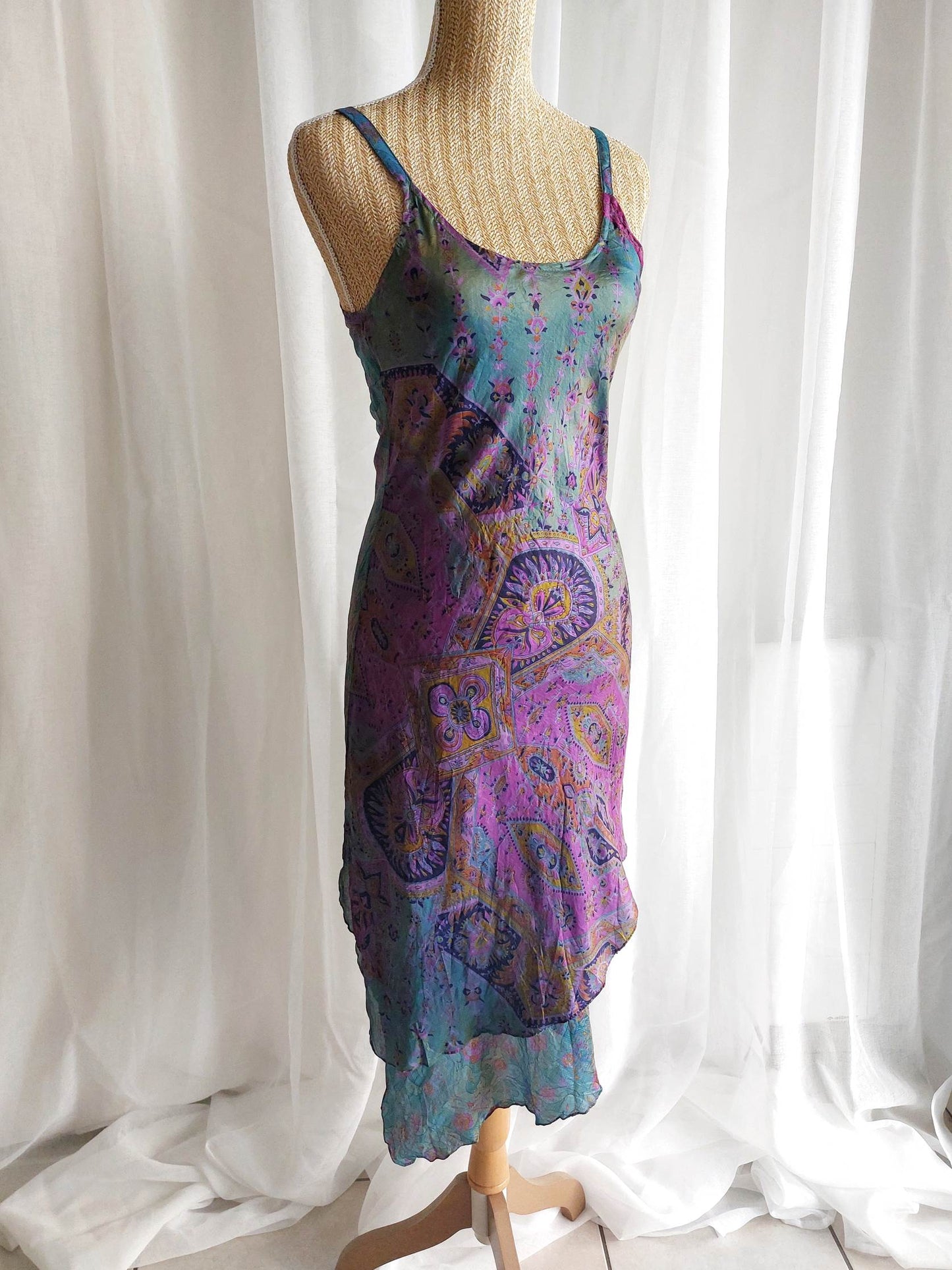 CORDELIA robe longue violette en soie T.38