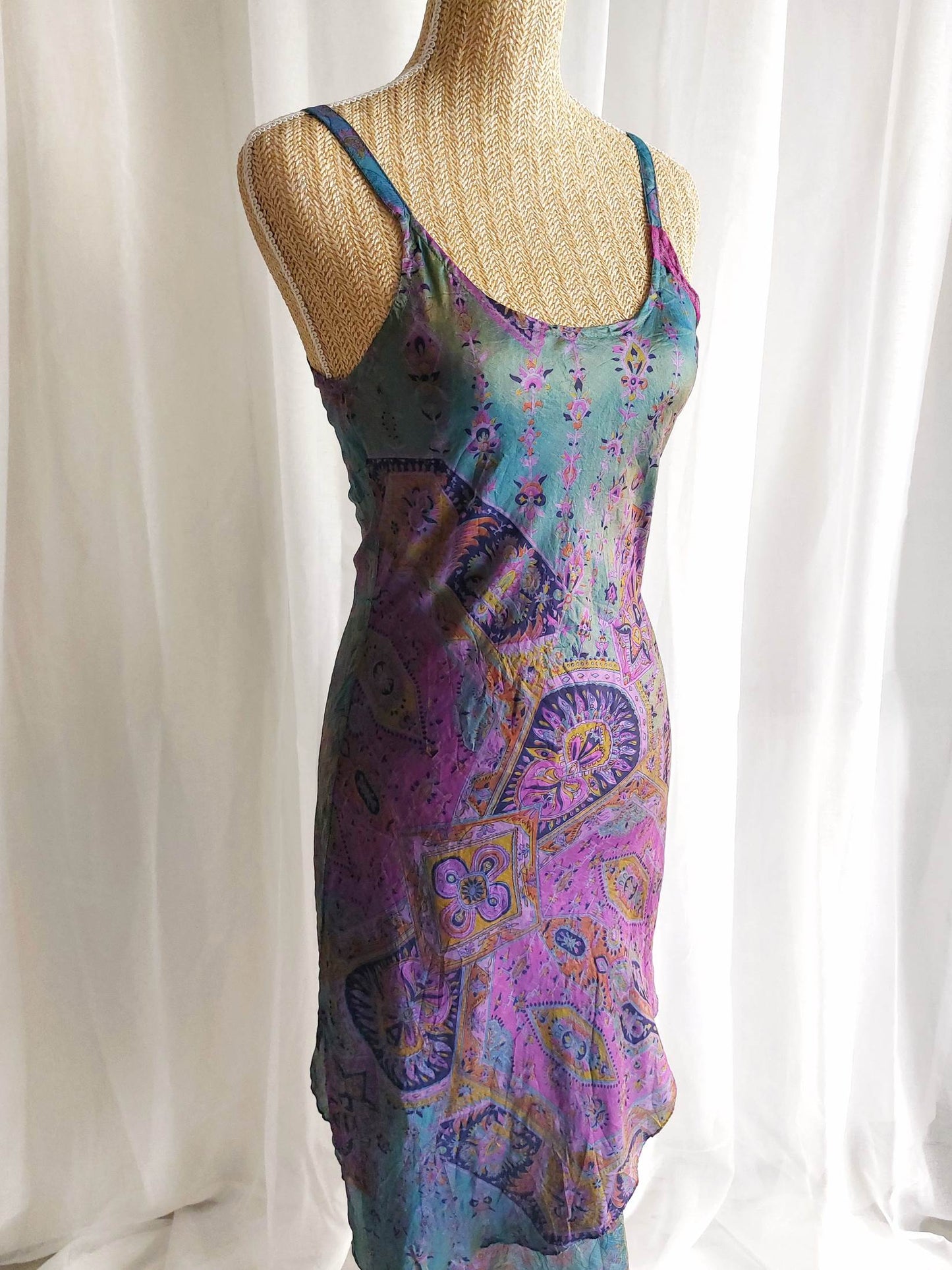 CORDELIA robe longue violette en soie T.38