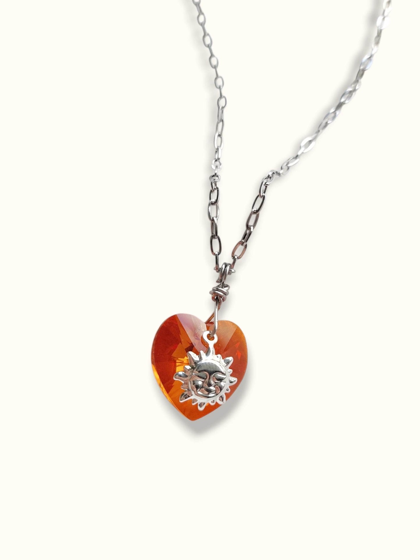 COSMOS heart and sun pendant necklace